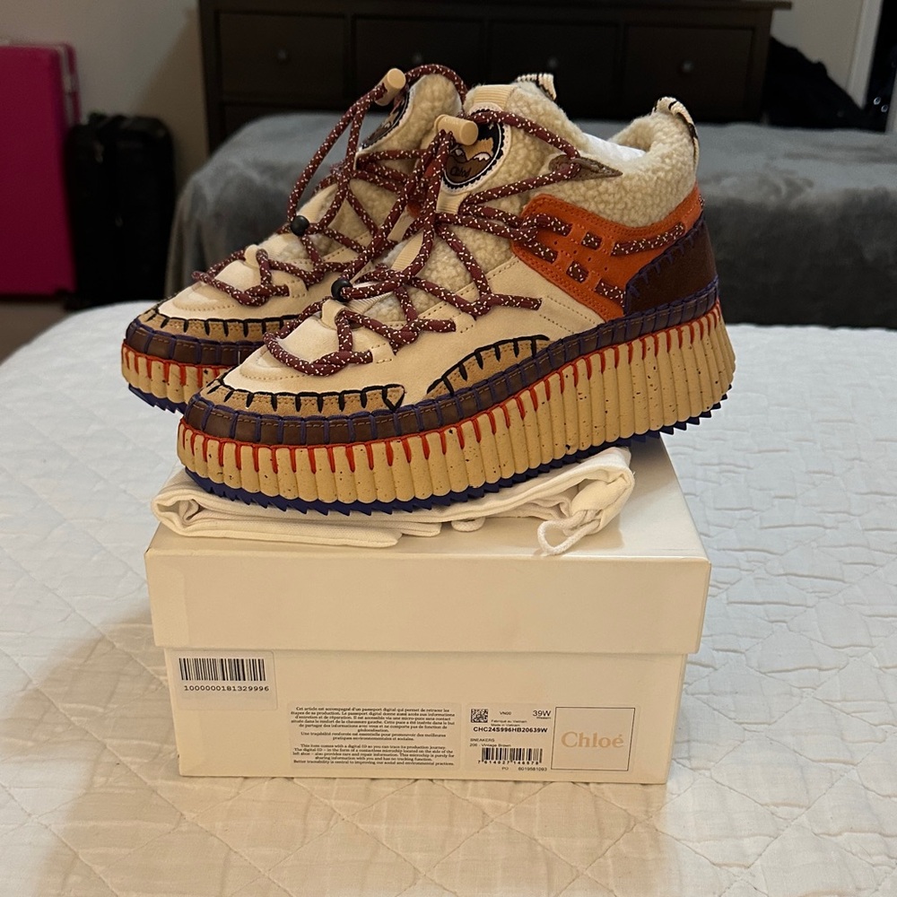 Chloe Kids' Beige and Orange Sneakers